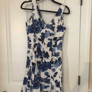 Chaps white and blue flowered dress